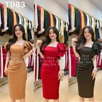 Đầm ôm body tay bèo có mút màu y hình umi T983