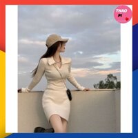 Đầm ôm body tay dài cổ trụ Ulzzang tôn dáng siêu xinh hot thu đông