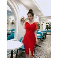 Đầm ôm body tay phối voan siêu đẹp