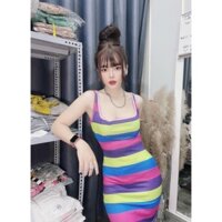 Đầm ôm Body tôn dáng sát nách kẻ sọc D1111 xinh đẹp trẻ trung.