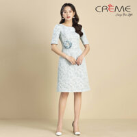 Đầm ôm chiết hoa trái DL1004 CREME