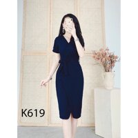 ĐẦM ÔM CỔ VẠT THẮT NƠ EO K619 - Thời Trang GAVI (Hàng may thiết kế ,ảnh thật shop tự chụp)