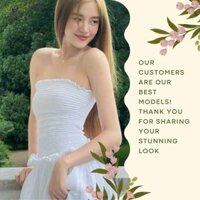 Đầm Ống Cúp Ngực Nhún Thun Dáng Xoè Trắng Đen Bo Chun Thiết Kế Sang Chảnh Tú Vy house