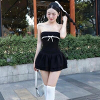 Đầm Ống Nơ Cúp Ngực 2 Tầng Phong Cách Tiểu Thư CC023