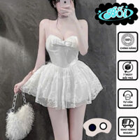 Đầm ống nơ phối ren,đầm MINI dự tiệc được thiết kế dáng ngắn cúp ngưc tùng xòe phong cách thời trang sang trọng quyến rũ