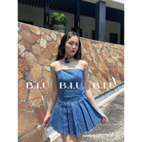 Đầm ống váy xếp ly chất jean phối dây hoa tôn dáng cực Kelsey Dress BIU Clothing BB0074