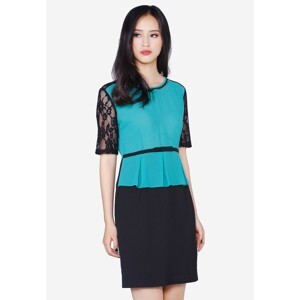 Đầm peplum tay ren phối màu The One Fashion DDC0631