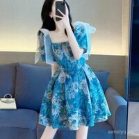 Đầm Pháp phong cách cung điện 2024 mới, thiết kế vintage cao cấp, đầm phồng A-line cho phụ nữ mùa hè