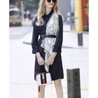 Đầm phối lụa kem nịt