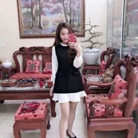 Đầm phối trắng đen