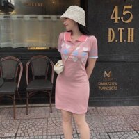Đầm Polo Len Dệt Kim Hoạ Tiết Trái Tim