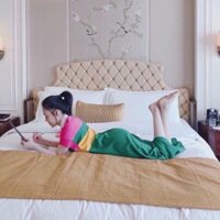 Đầm polo sọc màu hường