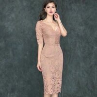 Đầm ren body cổ v tay lỡ dv607