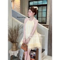 Đầm ren cao cấp cổ yếm dáng xòe váy ngắn