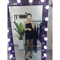 Đầm ren dự tiệc thiết kế maxi dài, hai dây, màu trắng đen thích hợp đi biển, chụp ảnh cưới (kèm hình thật) - Ken