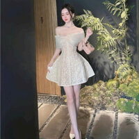 ĐẦM REN NỮ PHỐI VOAN TRẼ VAI DÁNG XÒE SANG TRỌNG CHO NÀNG ĐI CHƠI ĐI TIỆC