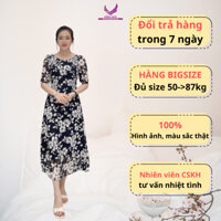 Đầm ren trung niên dự tiệc bigsize dáng xòe (50->87kg) - Bigsize Hồng Phúc