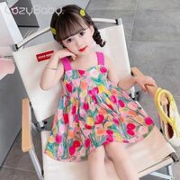 Đầm Sling Bé Gái 1-7Y Váy Kỳ Nghỉ Hoa