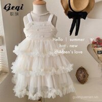 Đầm Sling Bé Gái 2024 Phong Cách Mới Mùa Hè Bé Gái Gạc Lông Tơ Đầm Công Chúa Phiên Bản Hàn Quốc Đầm Bánh Thời Trang