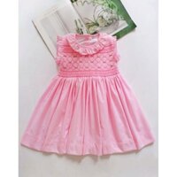 Đầm Smock hồng cổ tròn cho bé gái 9kg - 29kg