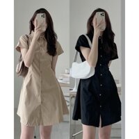 Đầm sơ mi  cổ đức dáng dài, basic nhiều màu lưng chun MS2301 ulzzang phong cách hàn quốc