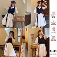 Đầm sơ mi dáng dài váy sơ mi trắng dài suông thắt eo kèm đai buộc phong cách tiểu thư (Mã 308) ALLES – TD24