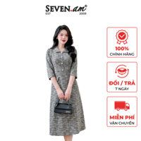 Đầm sơ mi dáng xòe tay lỡ cổ sen thời trang nữ Seven.AM H632061TE1