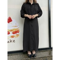 Đầm sơ mi đen cổ điển