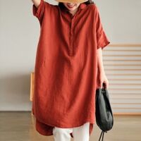 Đầm sơ mi đũi Haint Boutique,  Đầm suông cổ sơ mi thiết kế đuôi tôm trẻ trung Da208 -  ĐỎ  - M