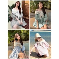 ĐẦM SỌC BABY TRỄ VAI PHỐI NƠ