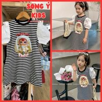 Đầm sọc ngang trắng đen dáng suông in ''BABYCUTE{ Jam & Jenny }