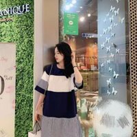 Đầm sọc phối màu