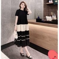 Đầm suông bầu chất cotton Hàn Quốc cao cấp phối trắng cực xịn cho mẹ bầu mùa hè