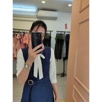 ĐẦM SUÔNG CỔ NƠ K055 - TIIN STORE (Hàng may thiết kế ,ảnh thật shop tự chụp)