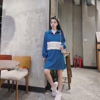 Đầm suông cổ polo xanh biển Concept