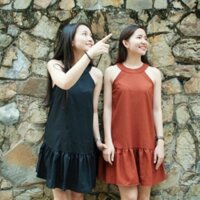 Đầm suông cổ yếm, đầm đuôi cá, đầm nữ đáng yêu, đầm nữ trẻ trung, đầm cổ yếm