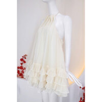 Đầm suông cổ yếm đính ngọc lai bèo tầng