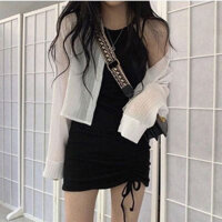 Đầm suông cổ yếm thiết kế mới mùa xuân phong cách vintage Hepburn đen cho phụ nữ My Oh Oh's Matching Mink 4K6B