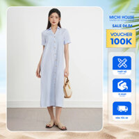 Đầm Suông Công Sở MICHI House Váy Xuông Sơ Mi Vải Oxford Kẻ Sọc V735