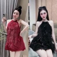 Đầm suông đầm cổ yếm lông nơ xinh xắn