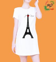 ĐẦM  SUÔNG IM HÌNH THÁP CHỮ PARIS HOT AC0044