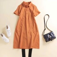 Đầm Suông Linen Cổ Sơ Mi Viền Nổi SLINEN - Vải Lanh Cao Cấp, Thanh Lịch, Dễ Ủi, Phù Hợp Mọi Dáng Người.