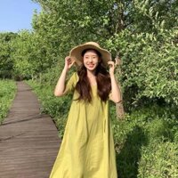 Đầm suông màu vàng chanh