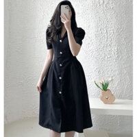 Đầm suông maxi Quảng Châu cổ vest tiểu thư