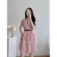 Đầm suông Rá.zaa túi hộp cổ tàu chất đũi mềm mát vnxk xịn