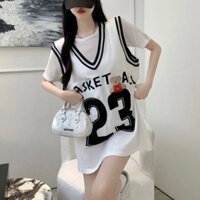 Đầm Suông Thun Cotton Phối Voan Bèo Dễ Thương Cho Nữ