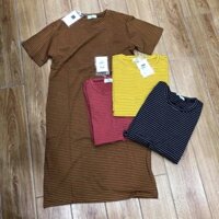 Đầm suông thun cotton sọc dệt hình thun