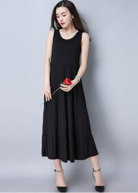 Đầm suông thun dáng dài, đầm maxi nữ ARCTIC HUNTER AHB16 - Đen