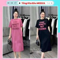 Đầm suông, Váy bầu dáng dài form rộng Bigsize chất vải thun cotton mặc mùa hè siêu mát MEDIVA