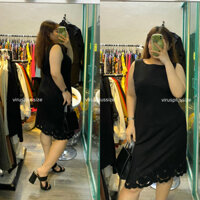 Đầm Taibots Cotton Thun Phối Ren Công Sở Form Suông Bigsize